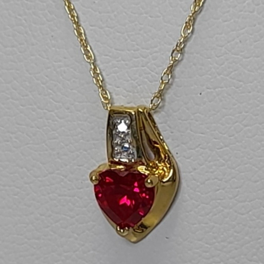 10K Gold Lab? Ruby Jewelry Set - Picture 8 of 16